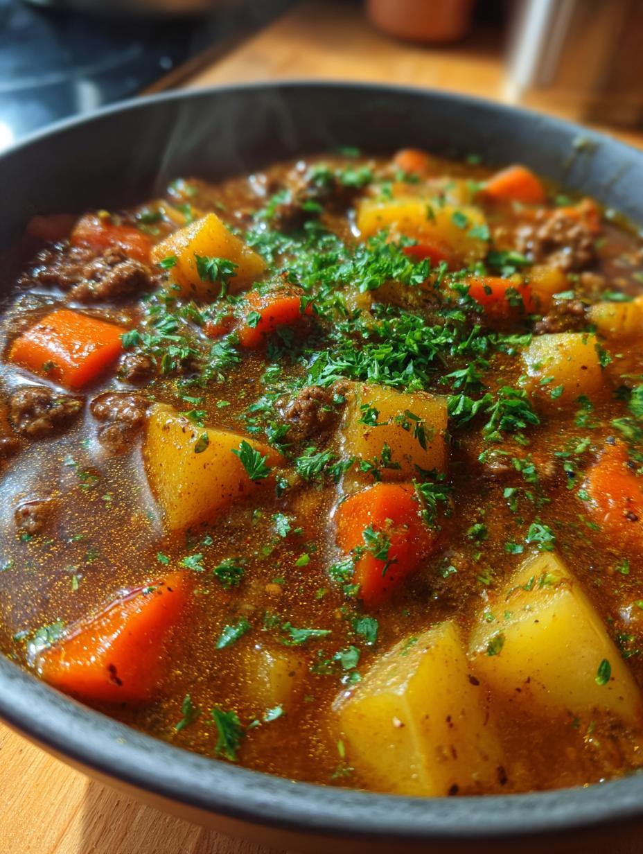 Hearty Hamburger Stew with Vegetables - detail 2