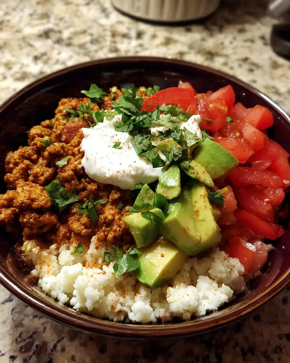 Low-Carb Chicken Burrito Bowl with Cauliflower Rice - detail 1