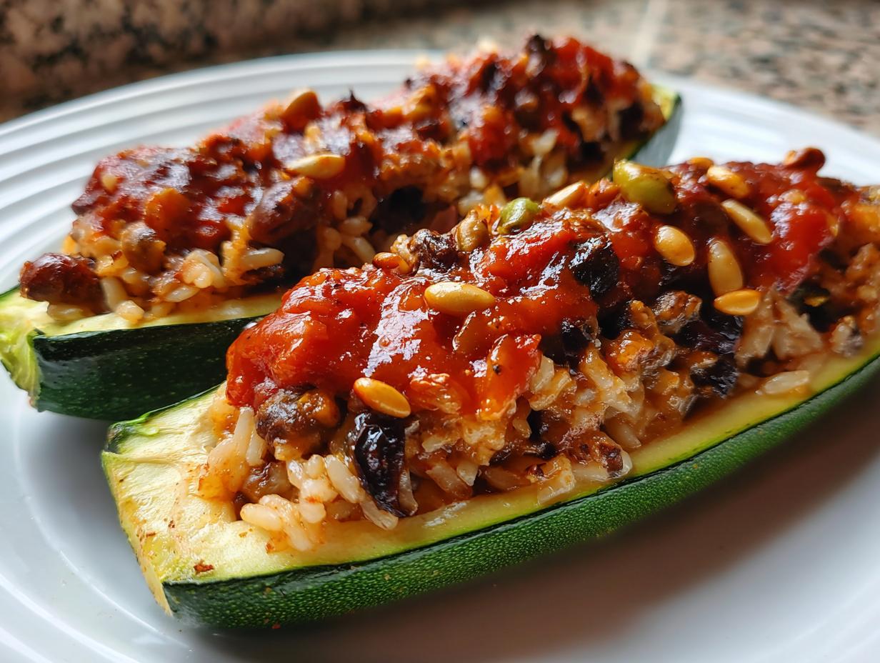 Amazing 180 Calorie Mediterranean Stuffed Zucchini