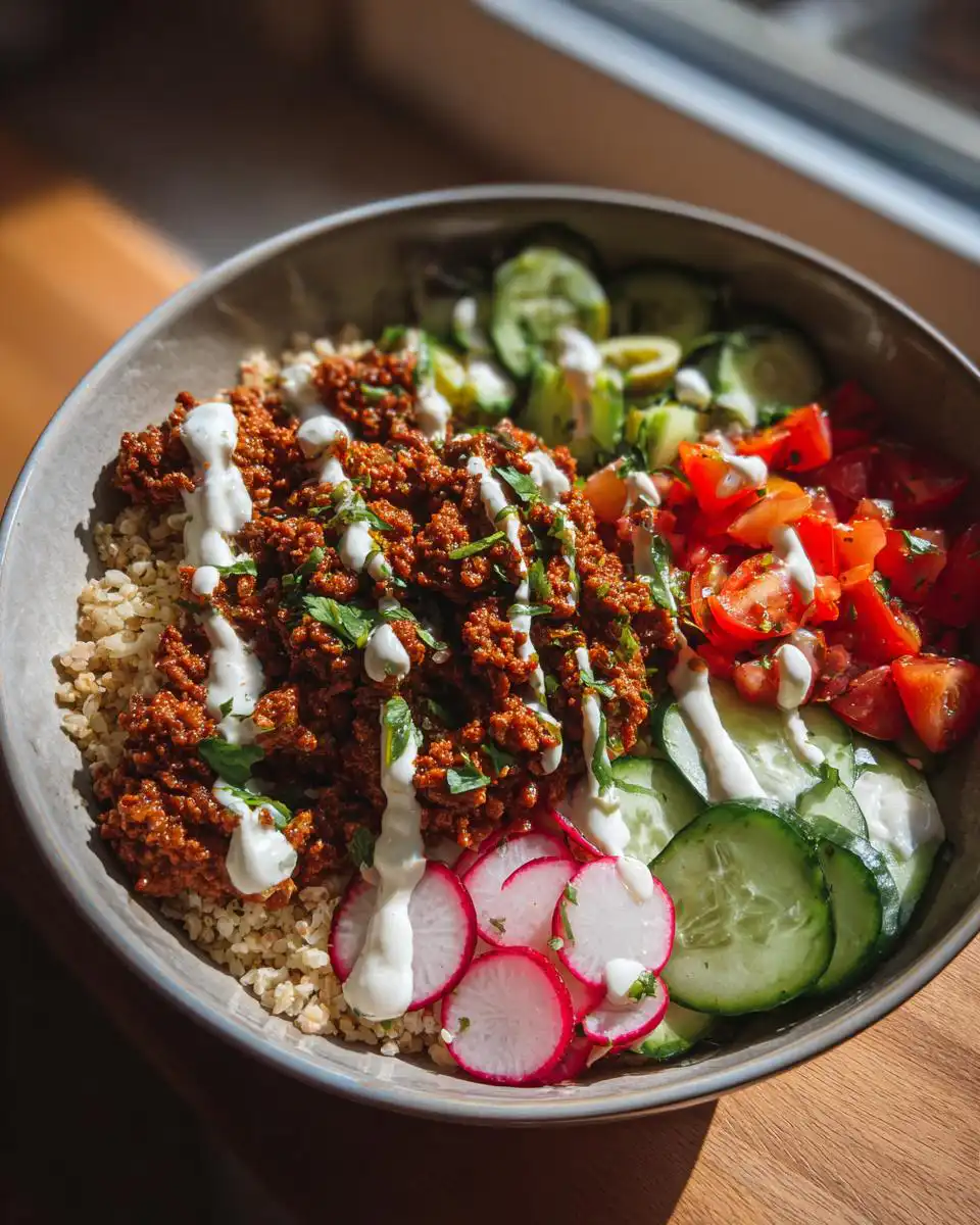 Mediterranean beef bowl - detail 1