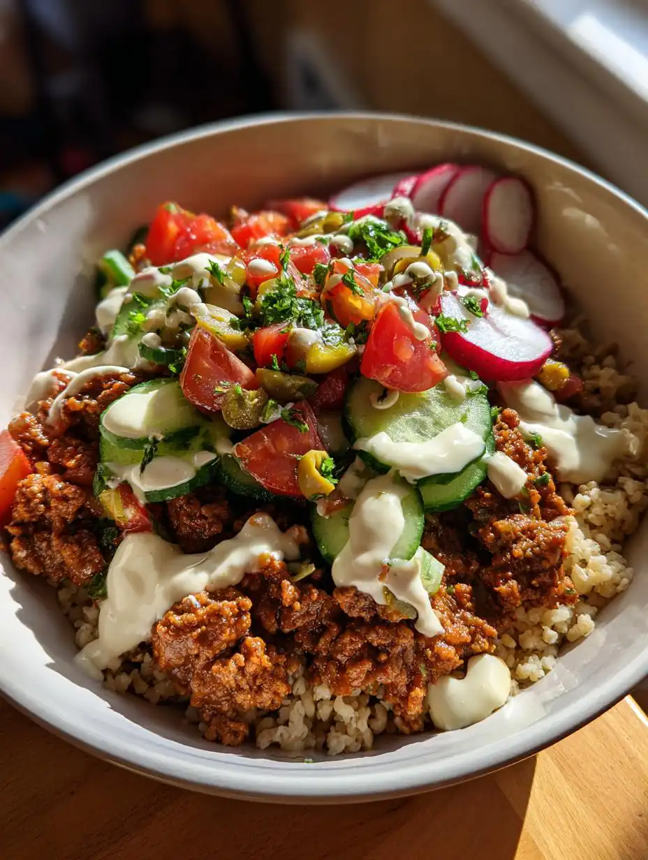 Mediterranean beef bowl - detail 2