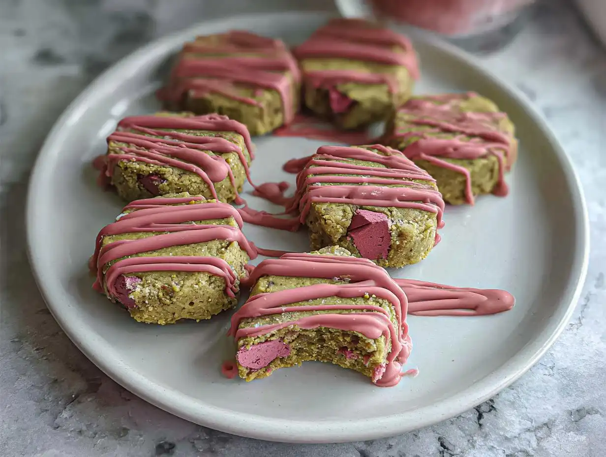 Blissful No-Bake Pistachio Ruby Chocolate Cookies Now