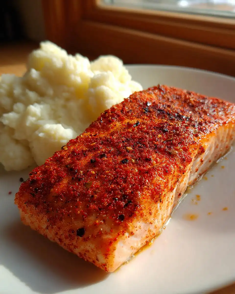 Paprika spiced air fryer salmon - detail 1