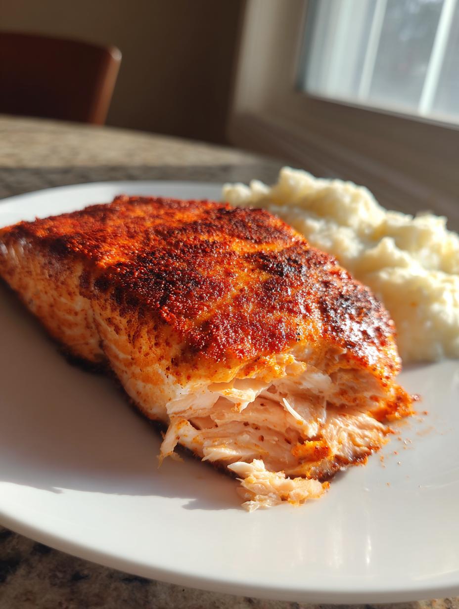 Paprika spiced air fryer salmon - detail 2