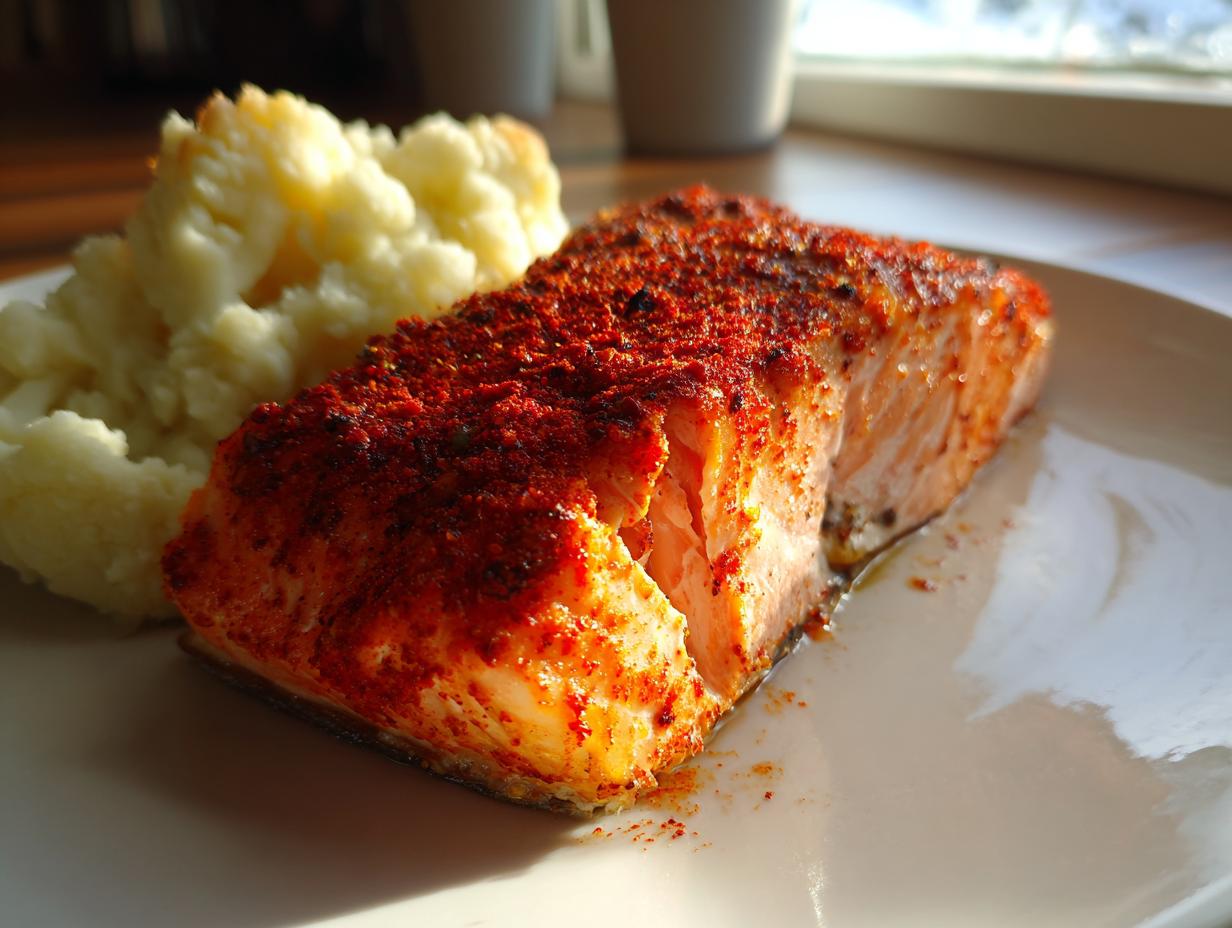 Best 15-min Paprika spiced air fryer salmon