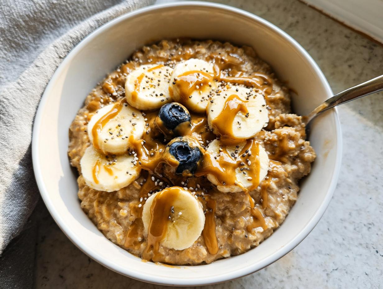 Amazing Peanut Butter Banana Oatmeal in 10 Min