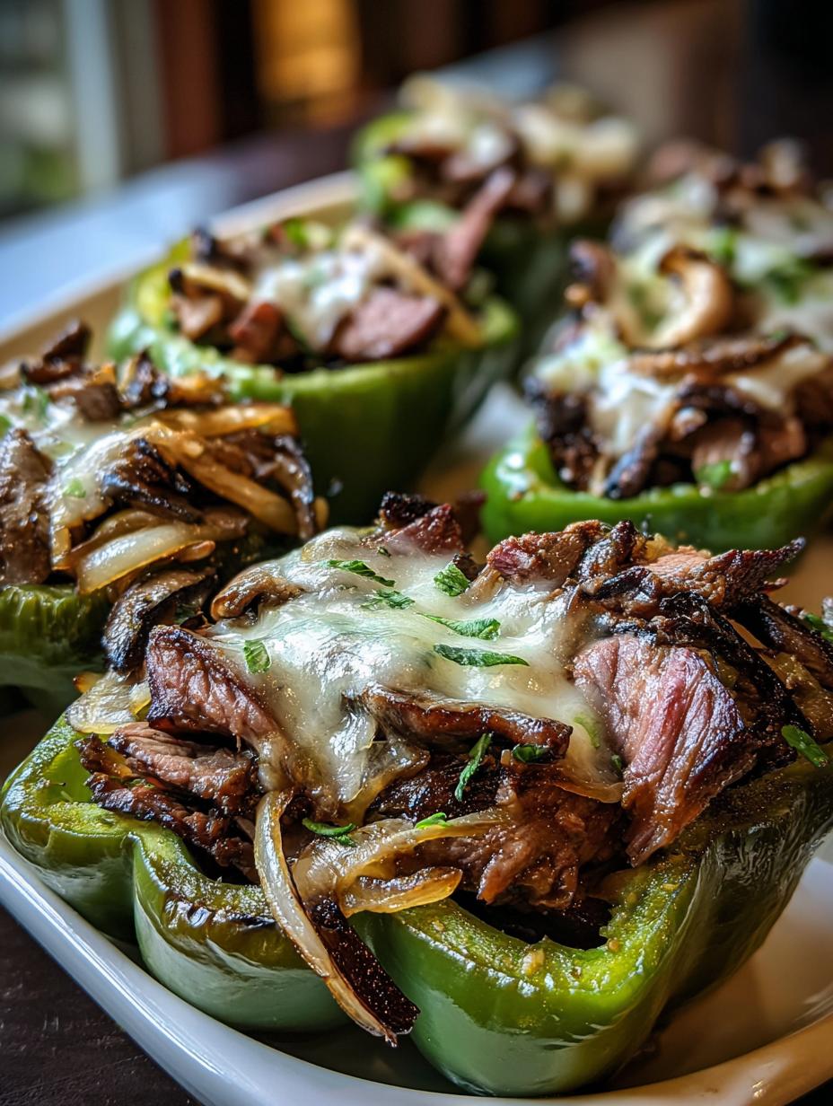 Philly cheesesteak stuffed peppers - detail 2