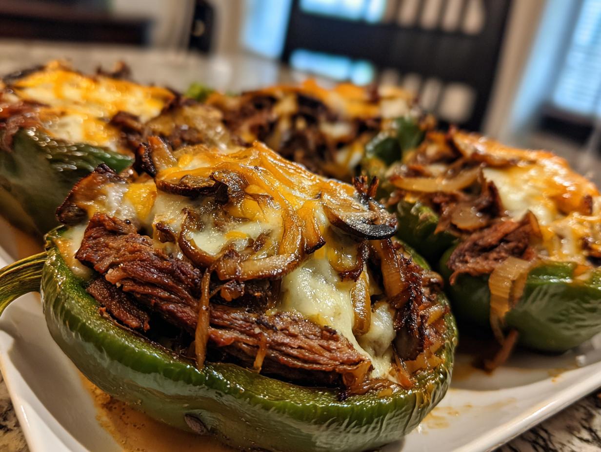Amazing 6 Philly cheesesteak stuffed peppers