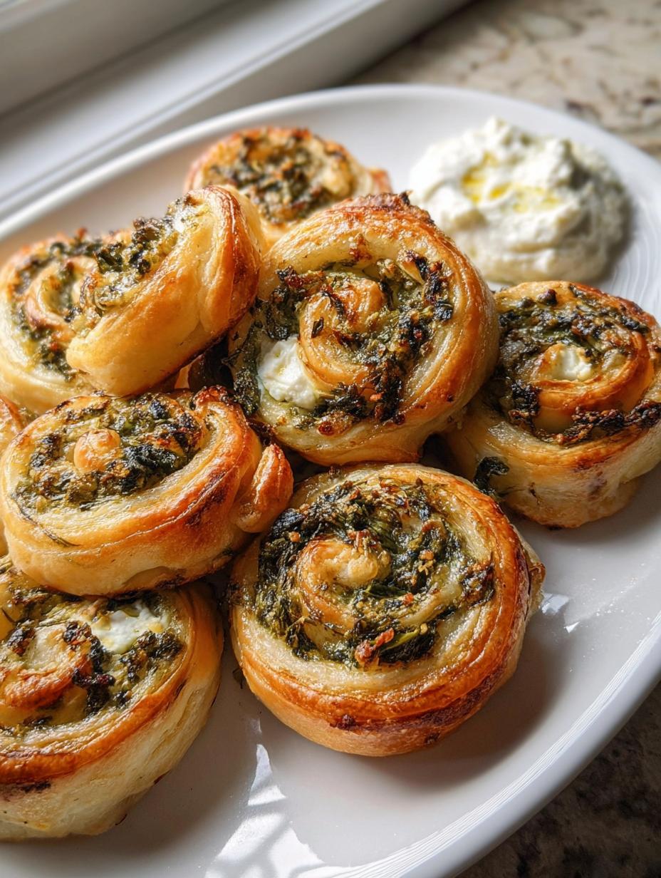Spinach and Feta Pinwheels - detail 2