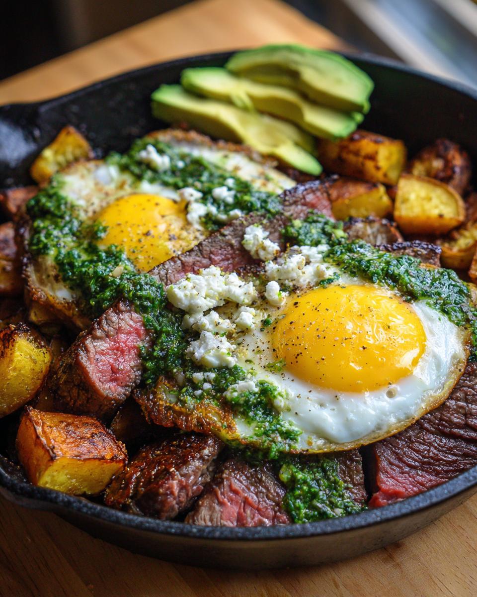 Steak and Eggs Skillet with Chimichurri - detail 1