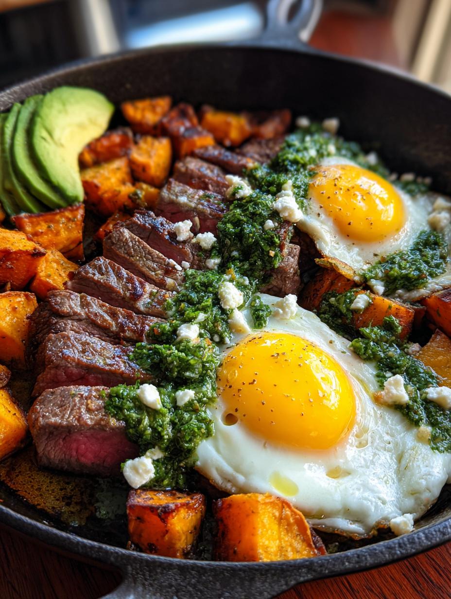 Steak and Eggs Skillet with Chimichurri - detail 2