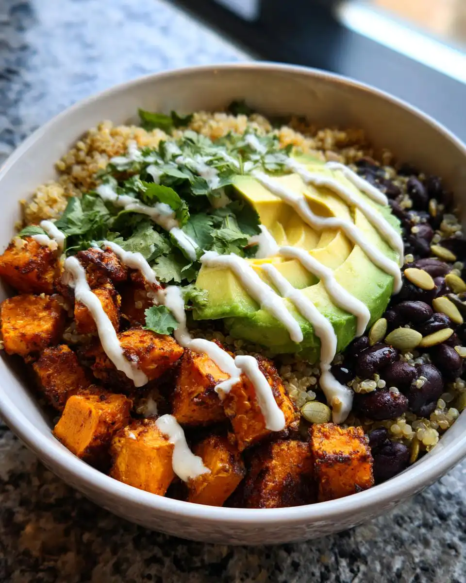 Sweet Potato Protein Bowl with Quinoa and Black Beans - detail 1