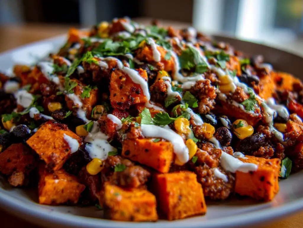 Tex-Mex beef sweet potato bowl