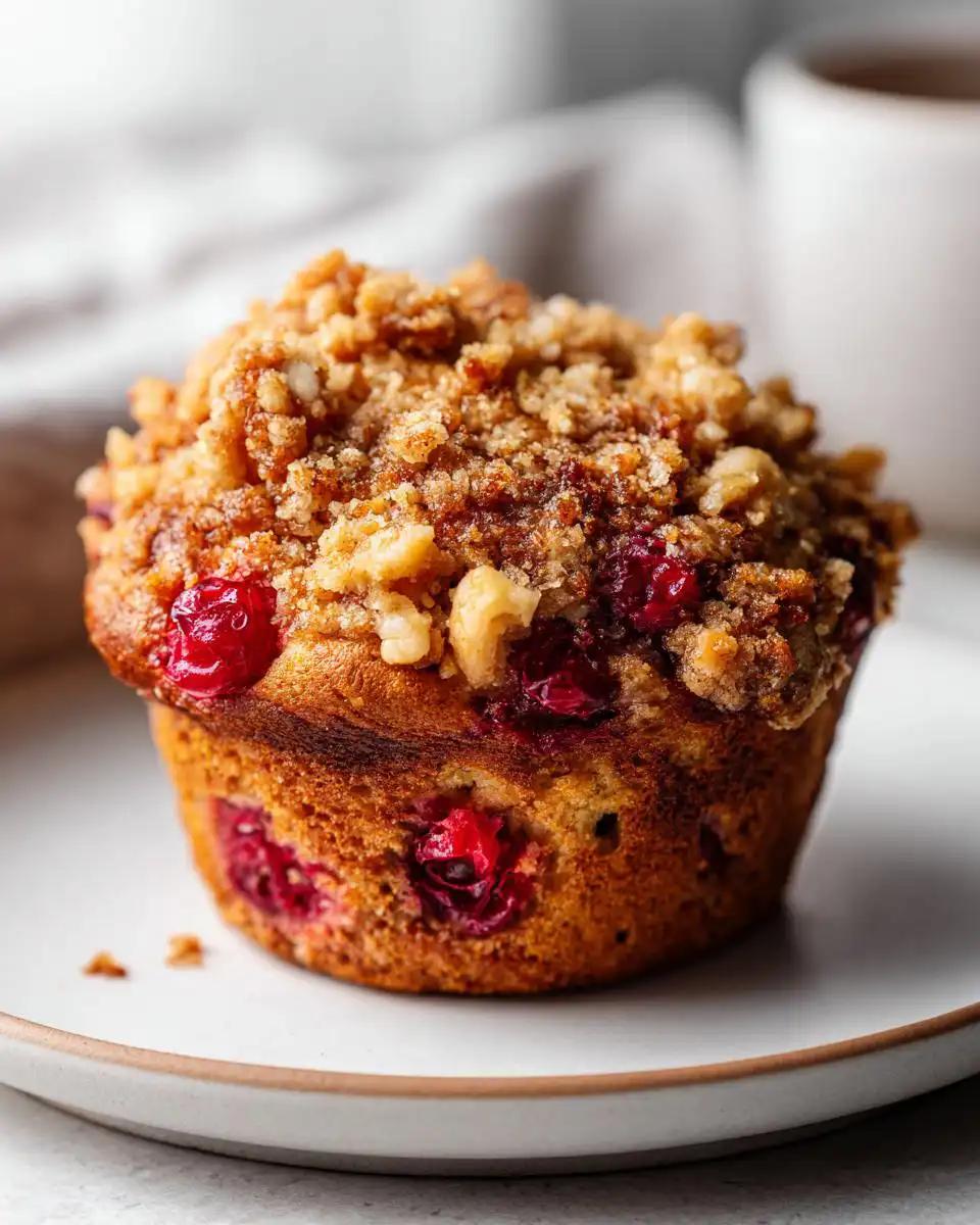 Vegan Cranberry Nut Muffins with Crunchy Topping - detail 1