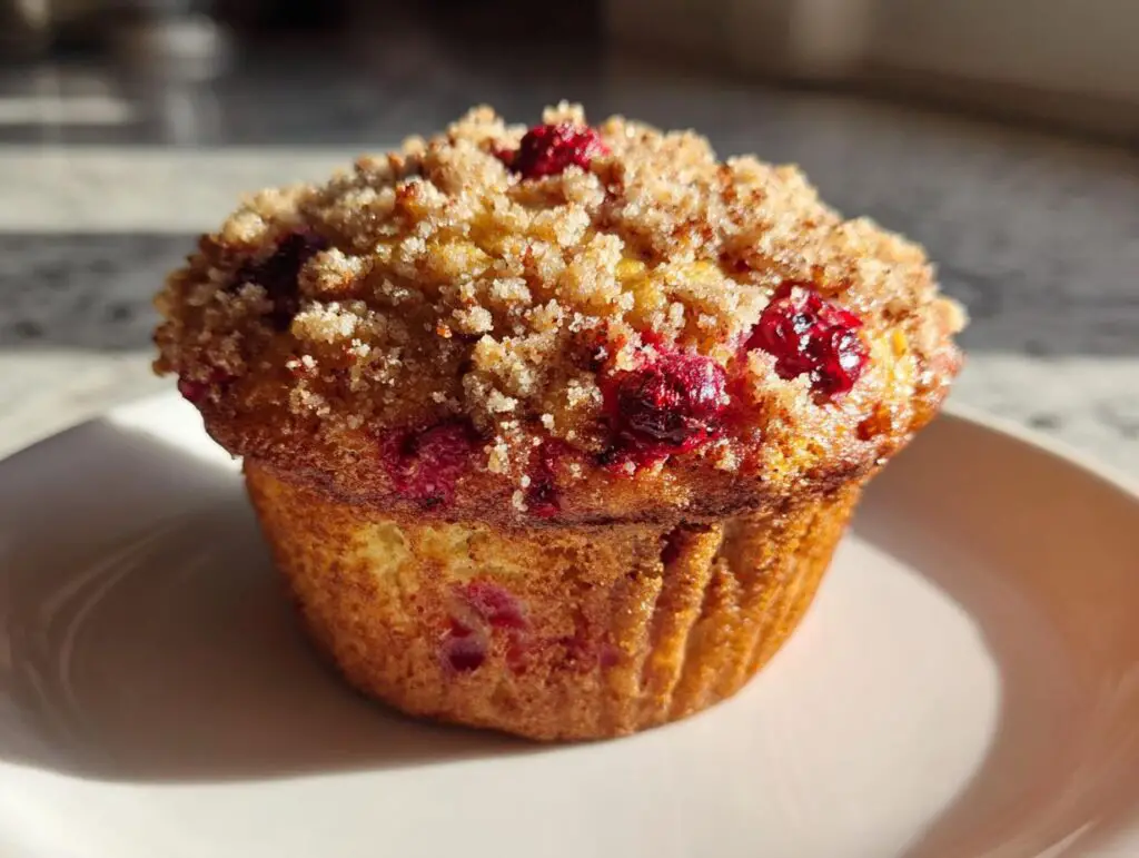 Vegan Cranberry Nut Muffins with Crunchy Topping