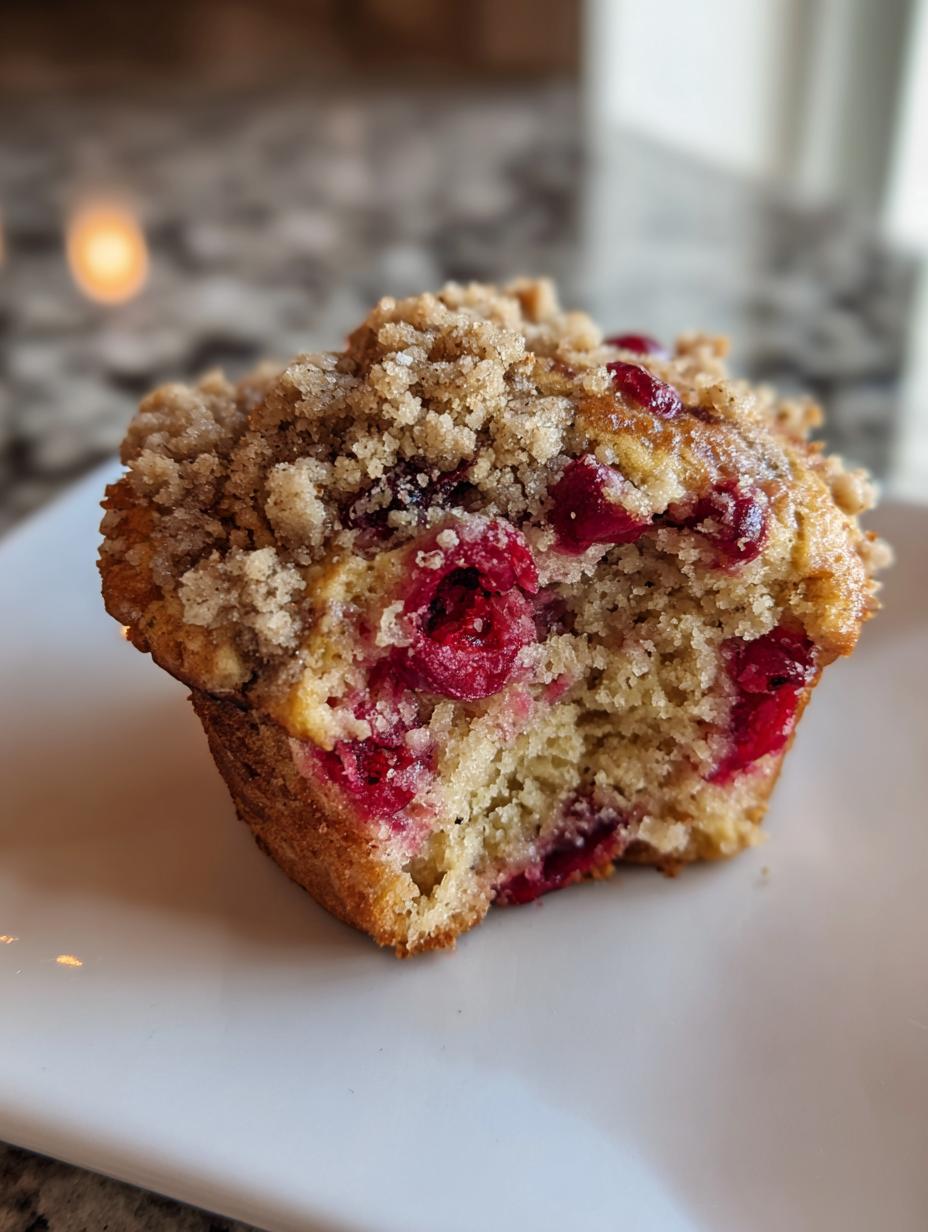 Vegan Cranberry Nut Muffins with Crunchy Topping - detail 2