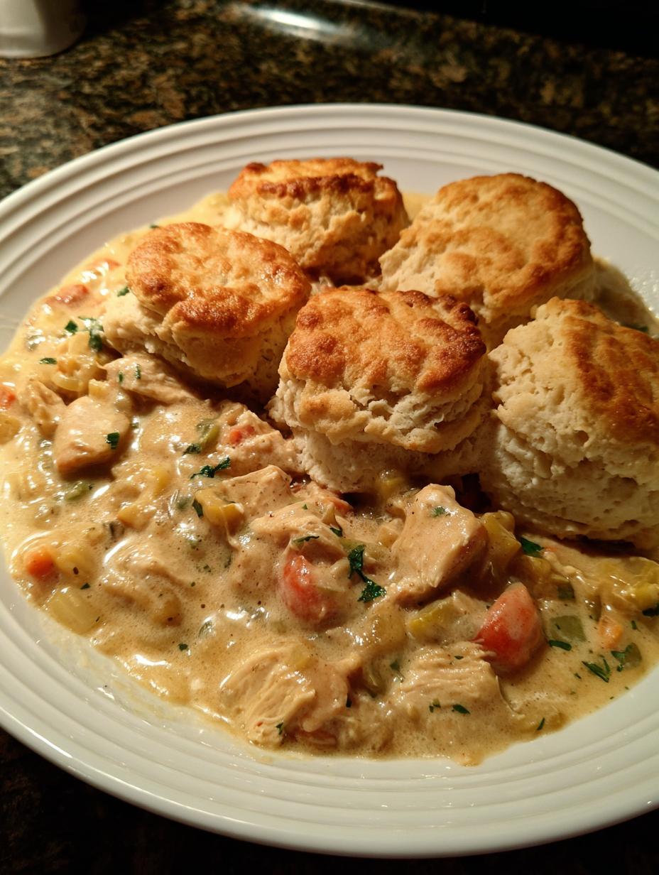 chicken stew with biscuits - detail 2