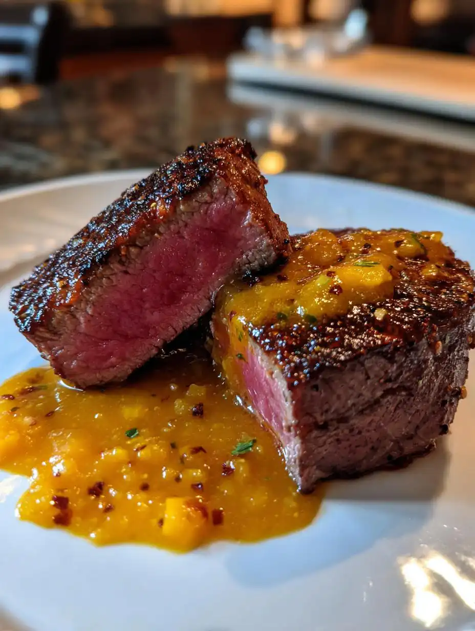 filet mignon with peach mango sauce - detail 2