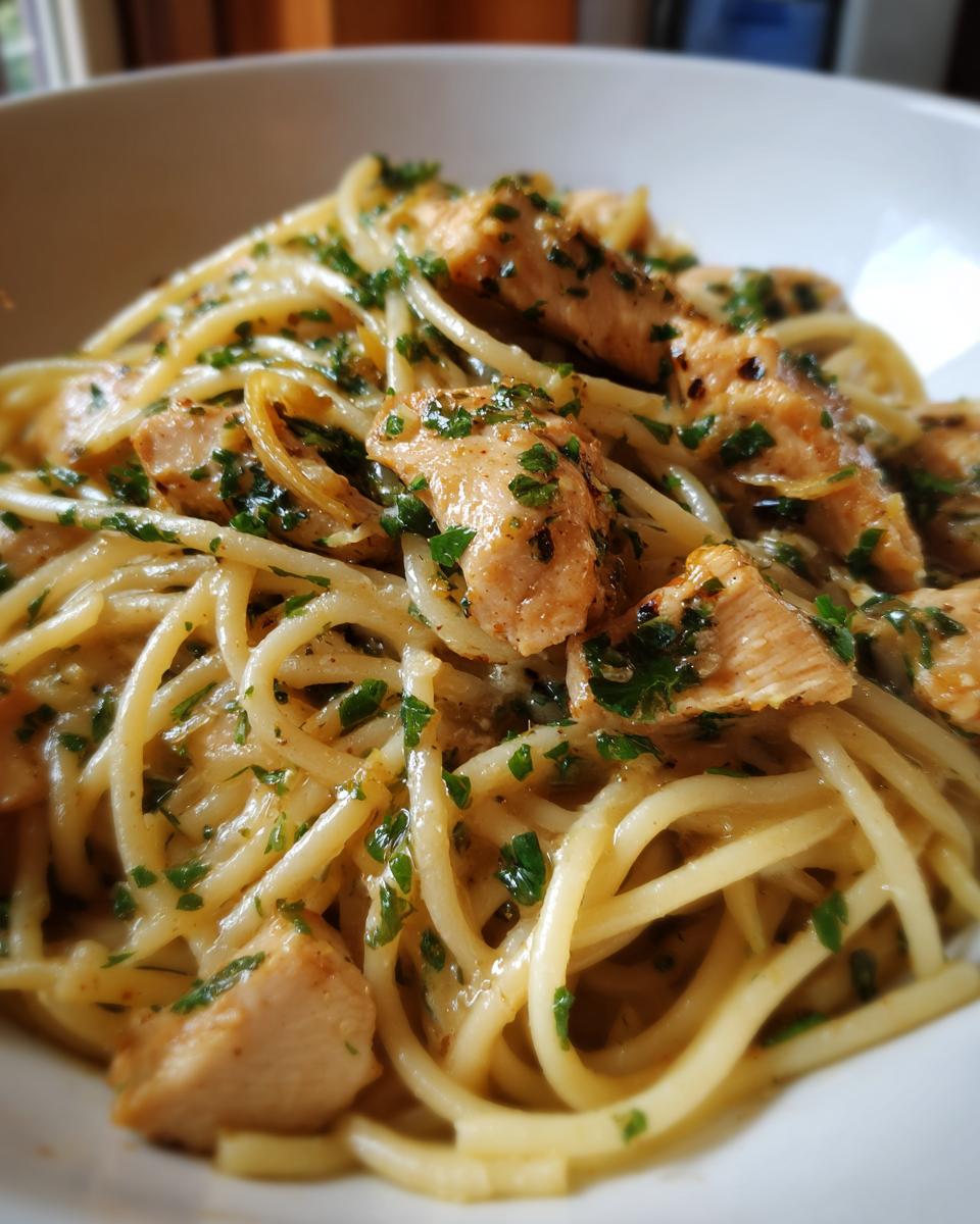 garlic chicken pasta - detail 1