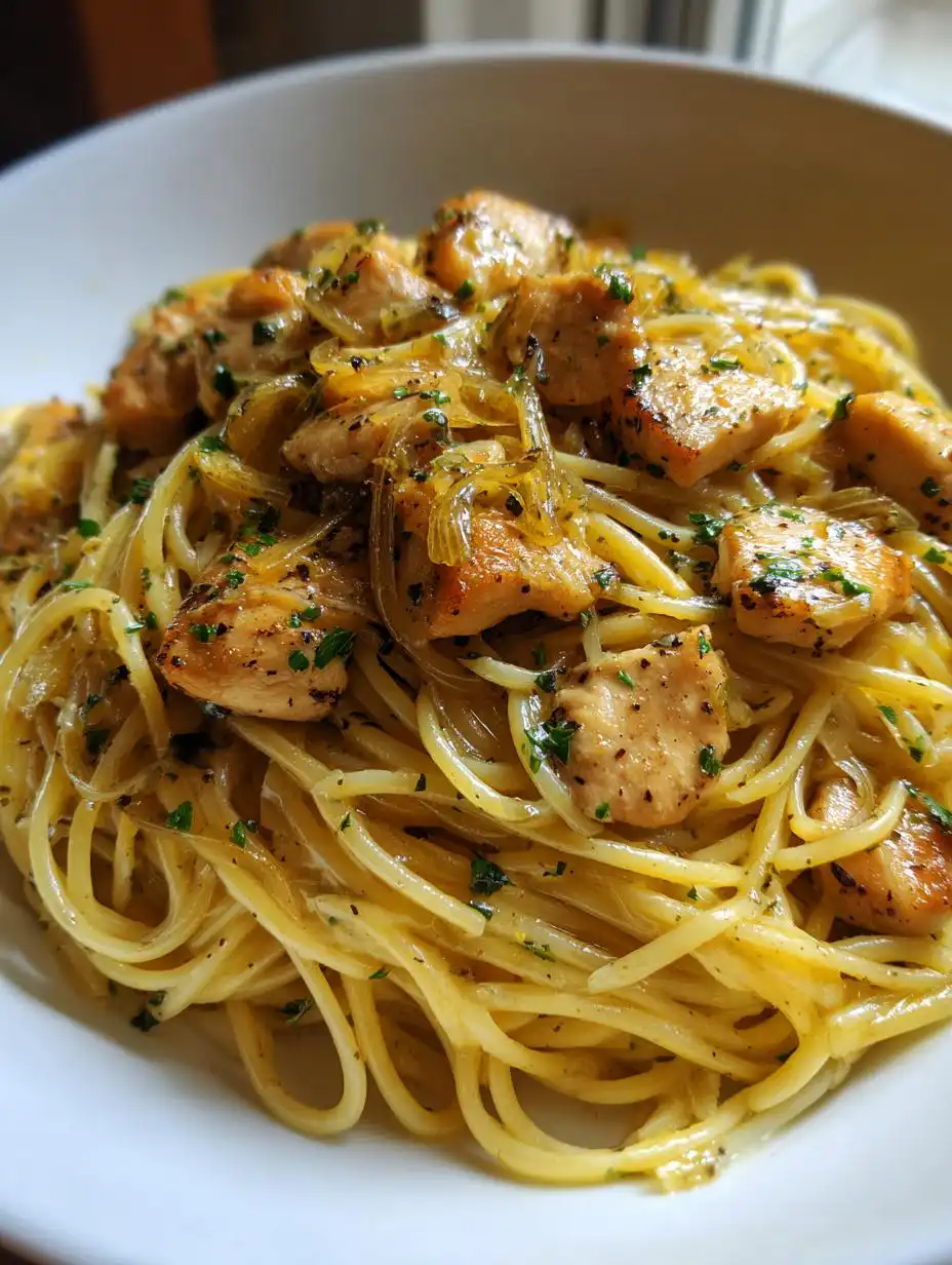 garlic chicken pasta - detail 2
