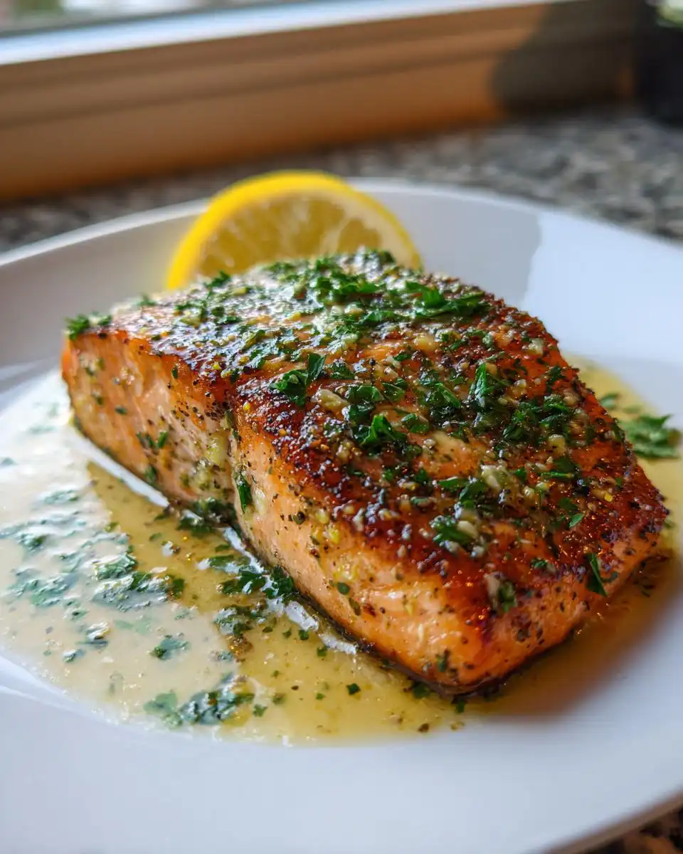 garlic lemon butter salmon - detail 1