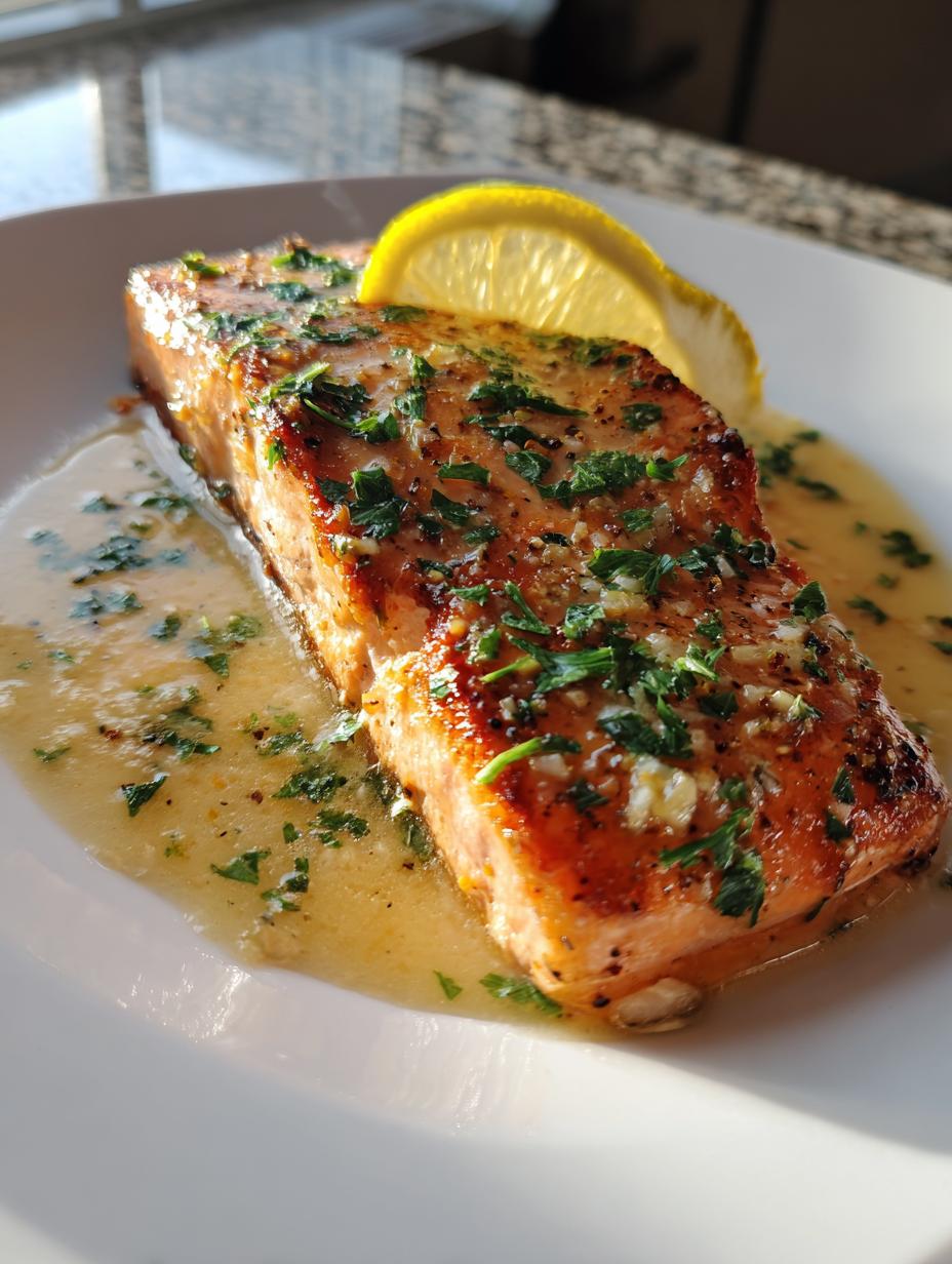 garlic lemon butter salmon - detail 2
