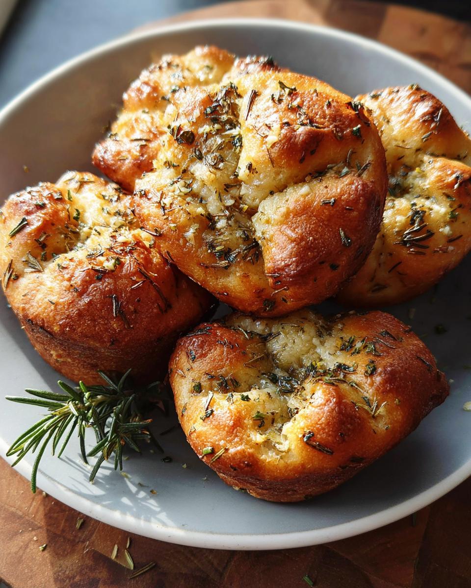 garlic rosemary focaccia muffins - detail 1