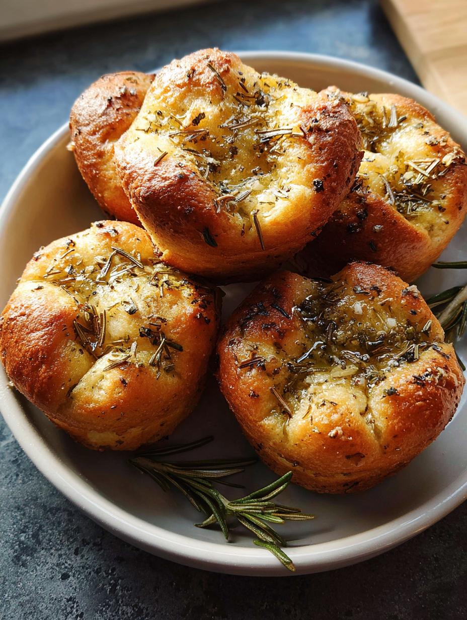garlic rosemary focaccia muffins - detail 2