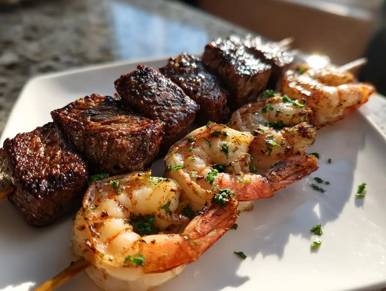 Amazing 12 grilled surf and turf skewers