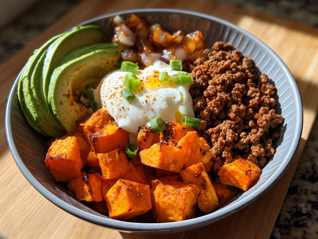 Amazing ground beef protein bowl in 4 steps