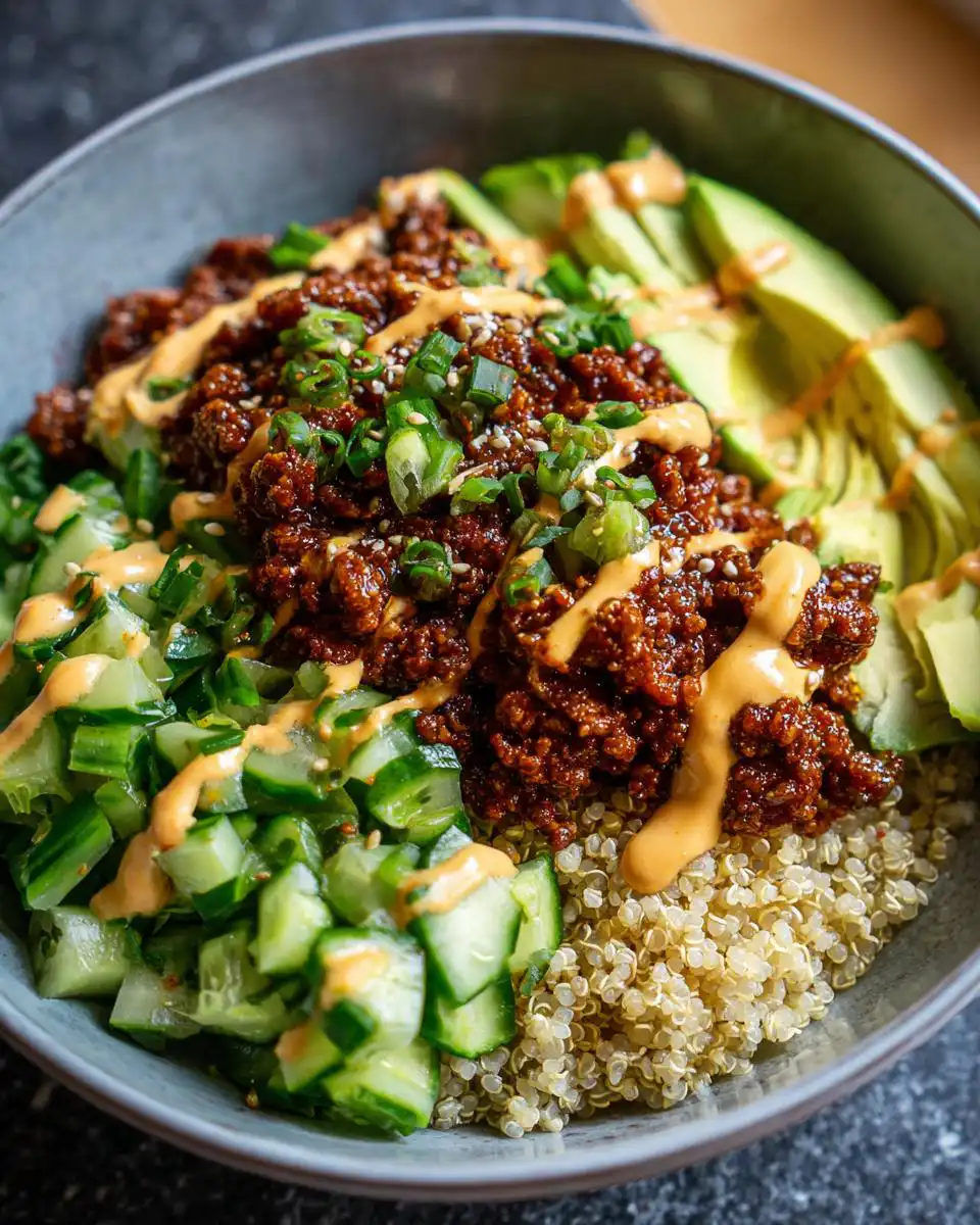 ground beef quinoa bowls - detail 1