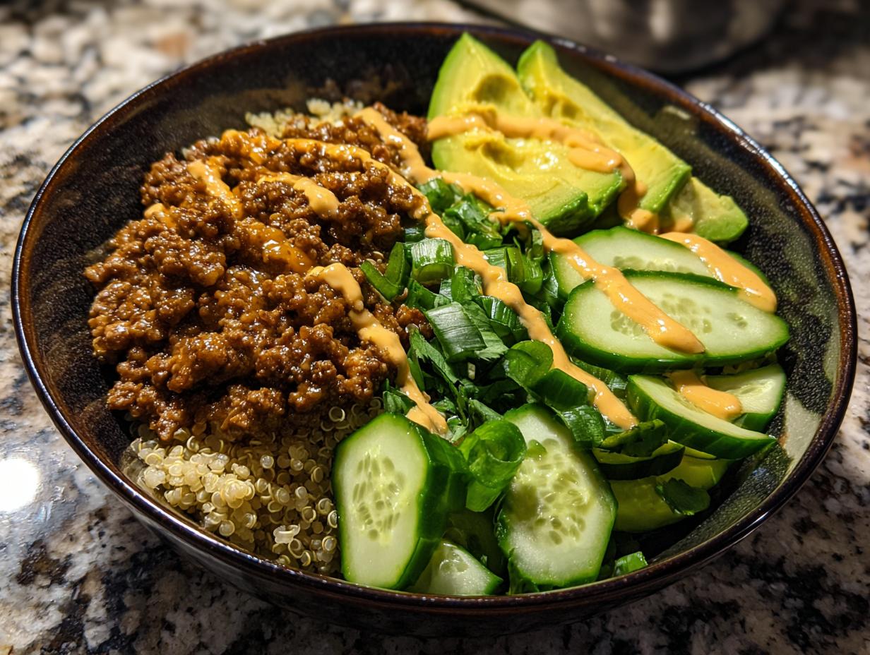 Amazing 30-Minute ground beef quinoa bowls