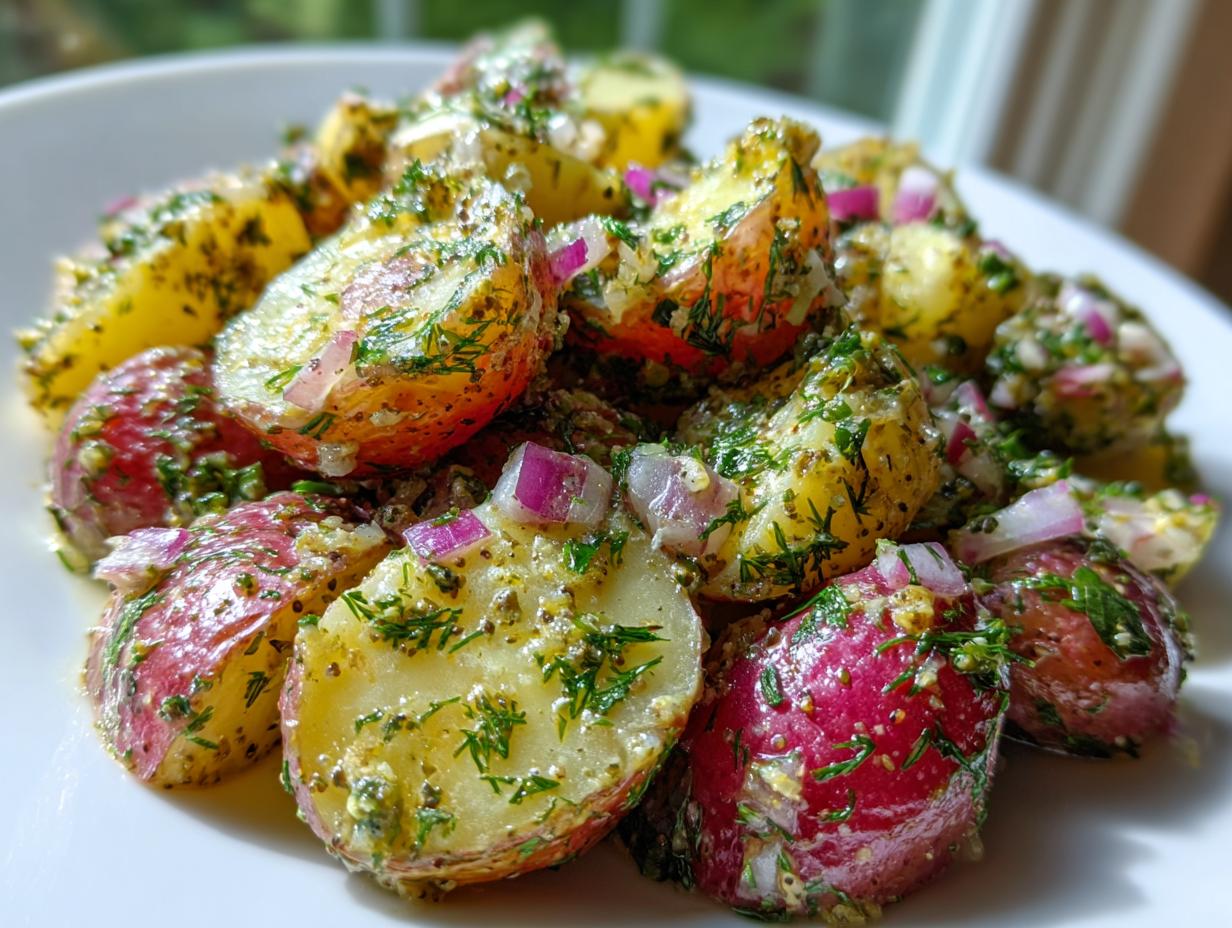 Amazing no mayo potato salad in 15 mins