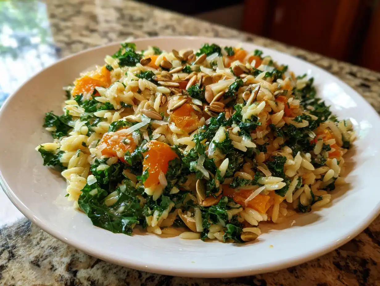 Amazing orzo kale salad in 1 step