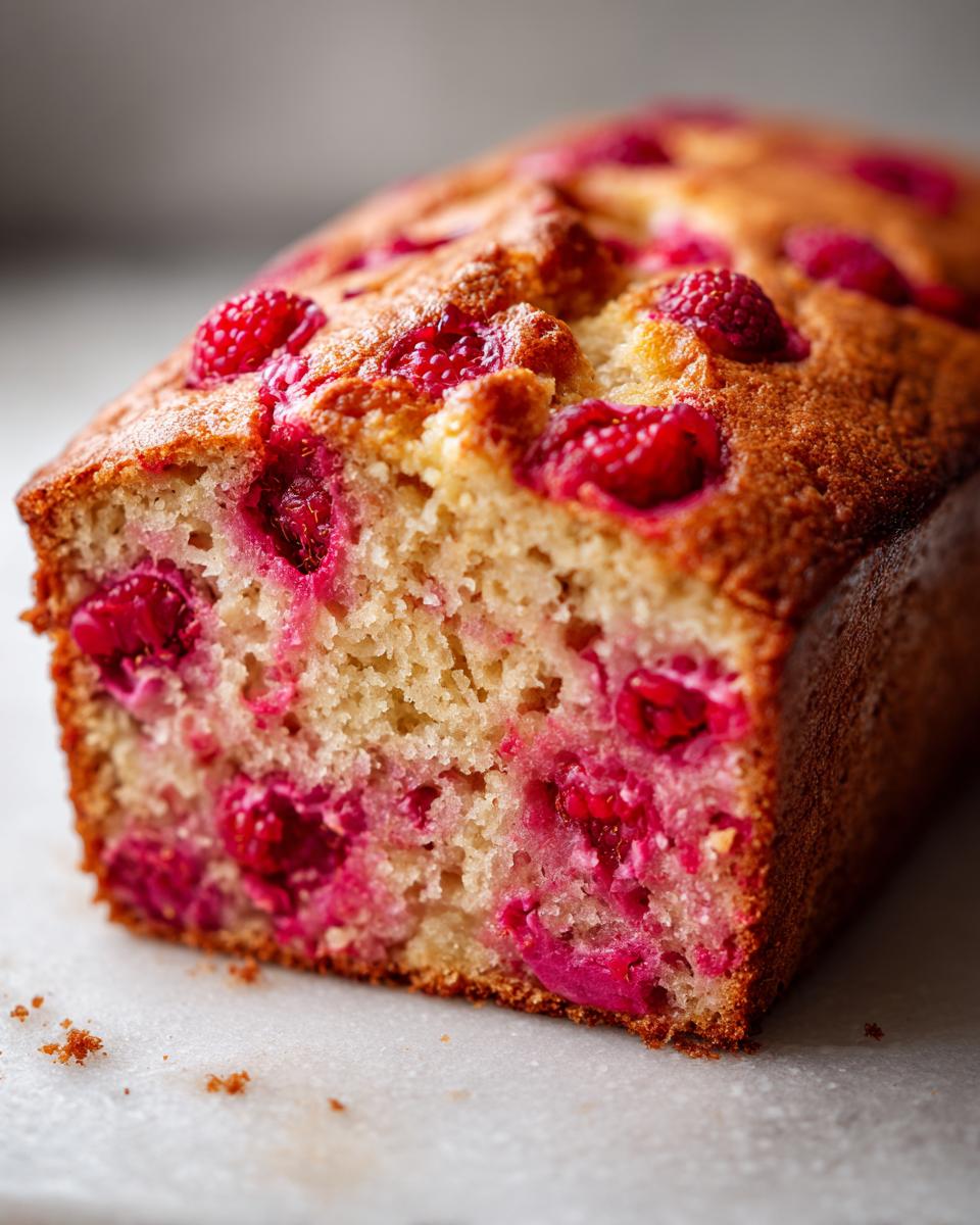 pear and raspberry bread - detail 1