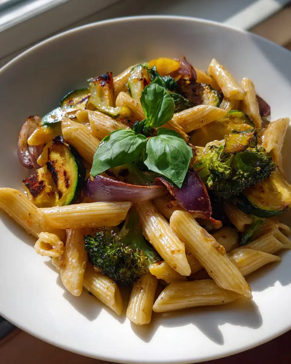 roasted vegetable pasta - detail 1