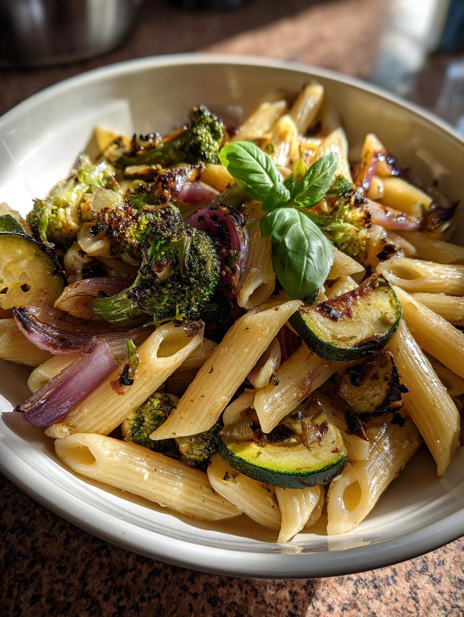 roasted vegetable pasta - detail 2
