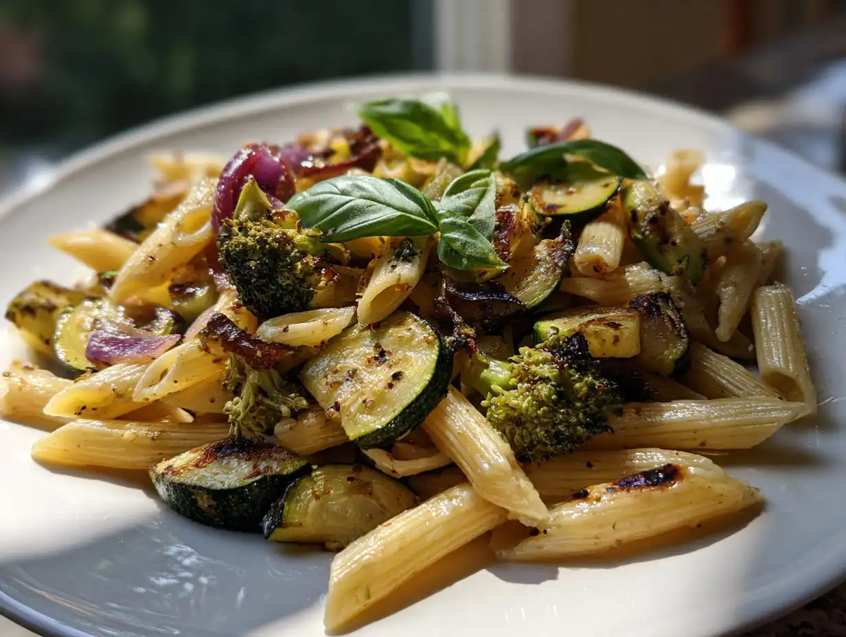 Amazing 400 Calorie roasted vegetable pasta