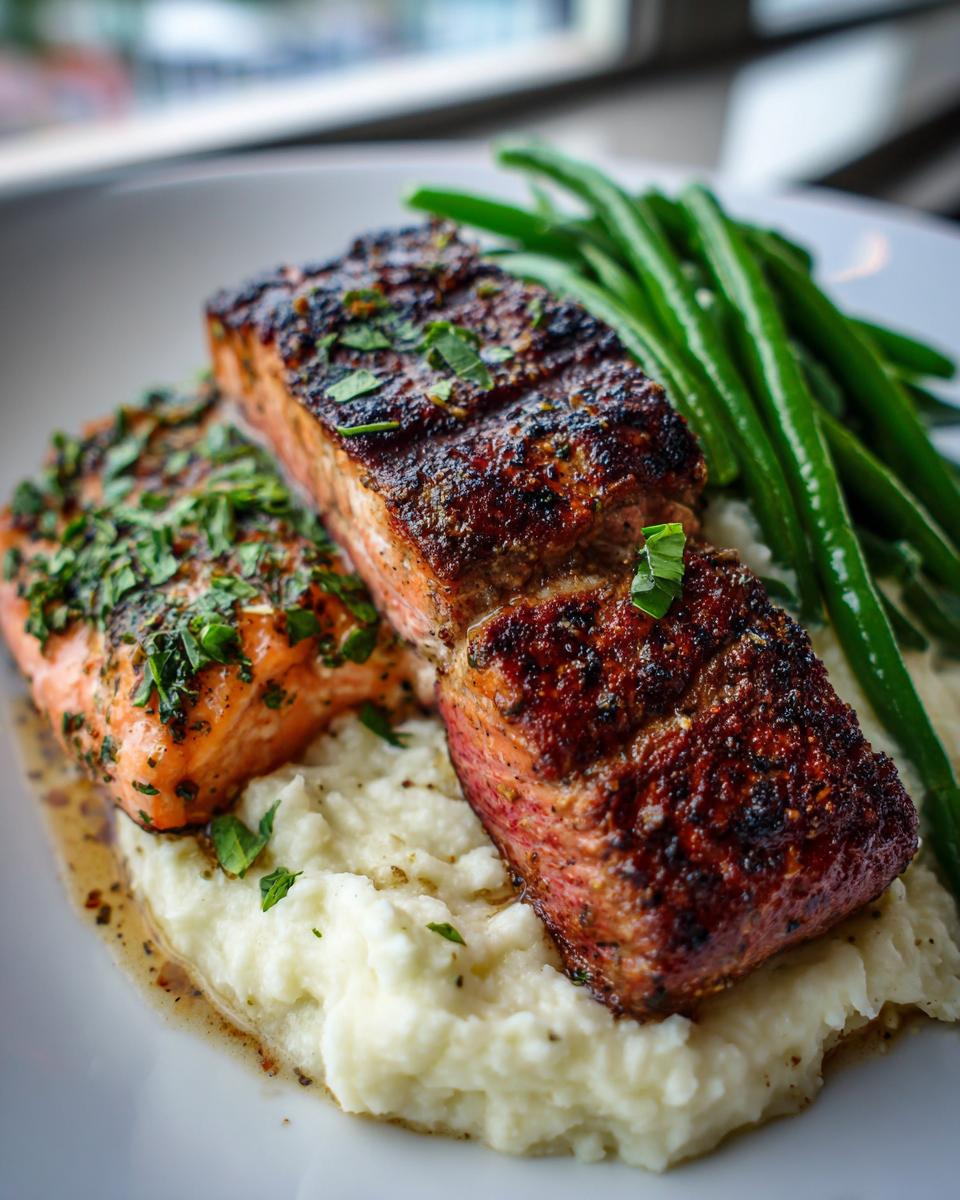 salmon surf and turf - detail 1