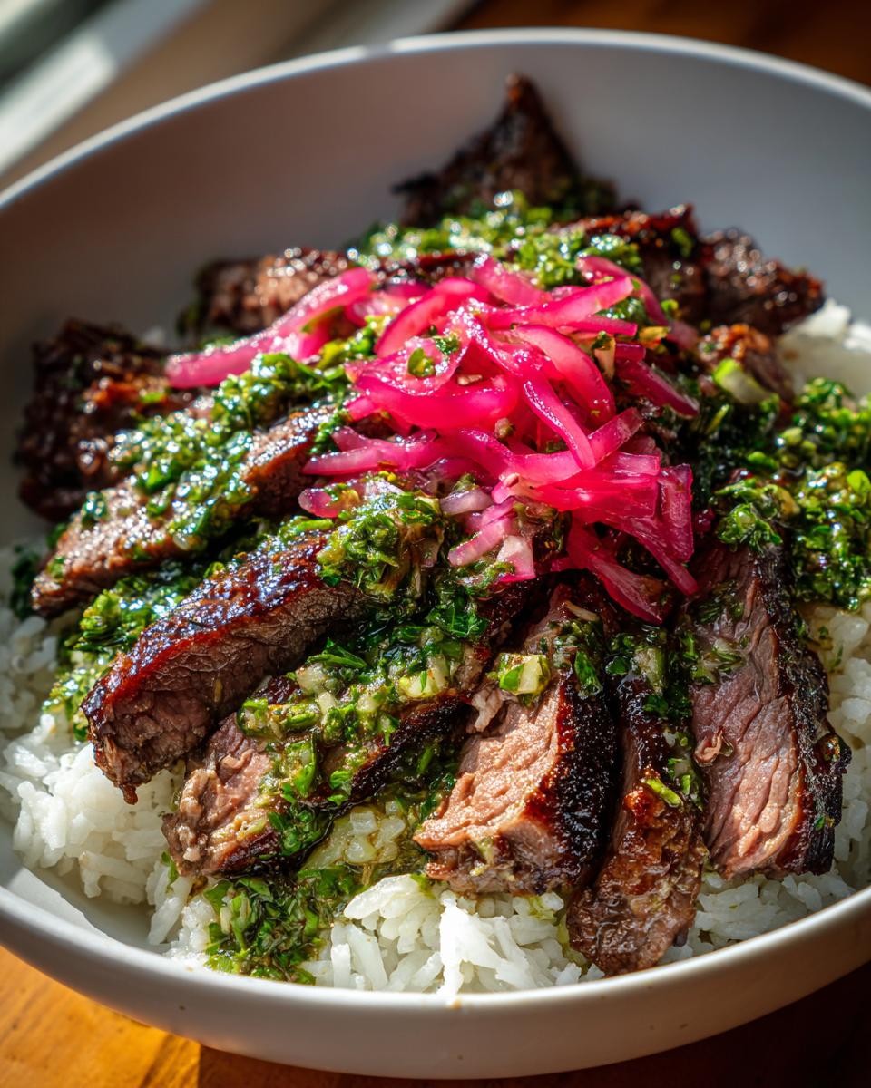 skirt steak rice bowls - detail 1