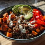spicy beef lentil bowl