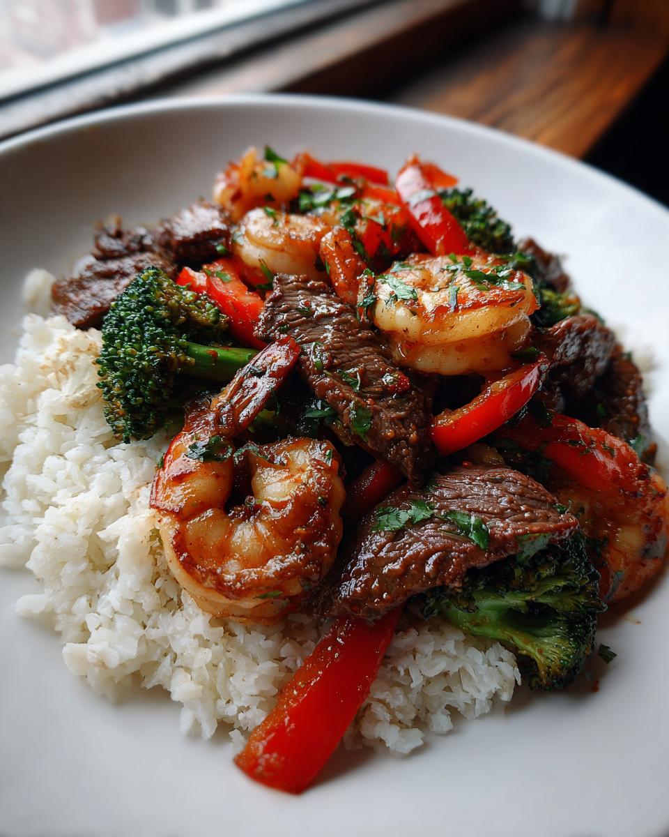 surf and turf stir-fry - detail 1