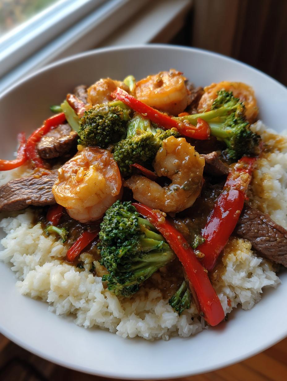 surf and turf stir-fry - detail 2