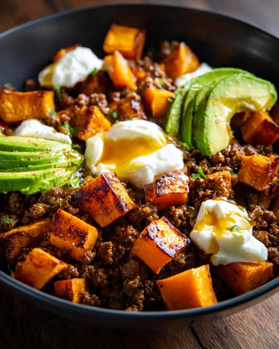 sweet potato beef bowl - detail 1