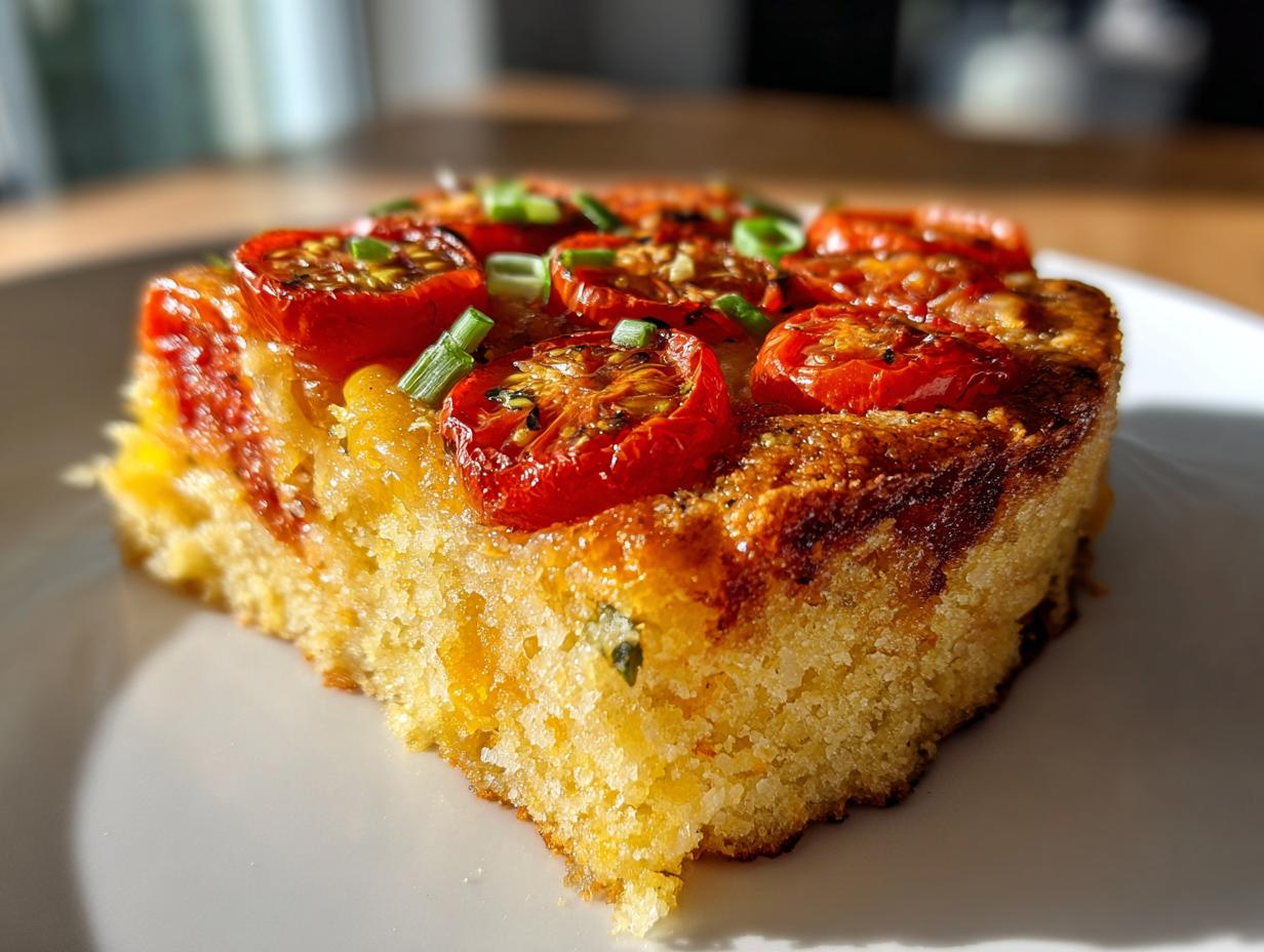 Amazing upside-down tomato cornbread success with 1 trick