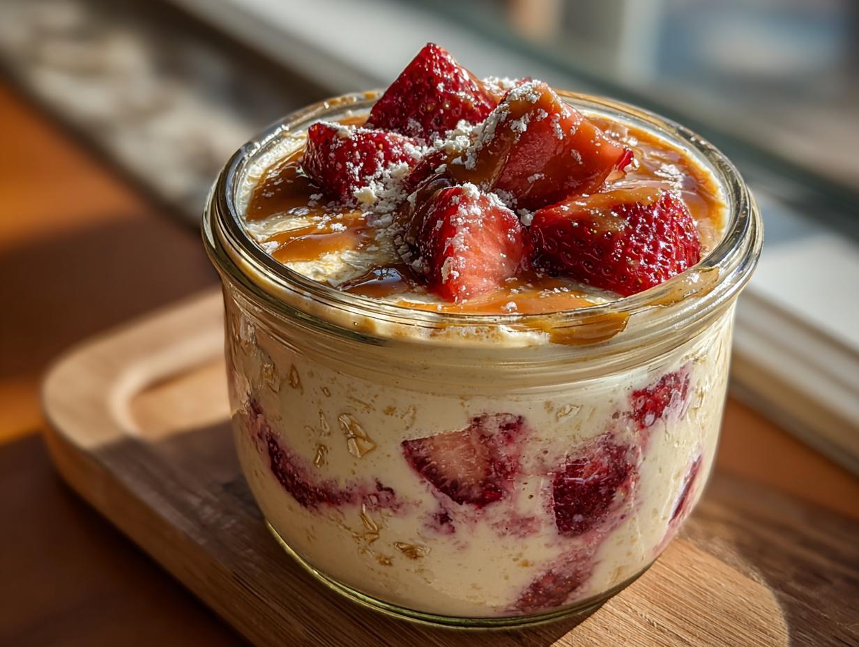 Amazing 2-Serving Almond Butter Strawberry Banana Overnight Oats