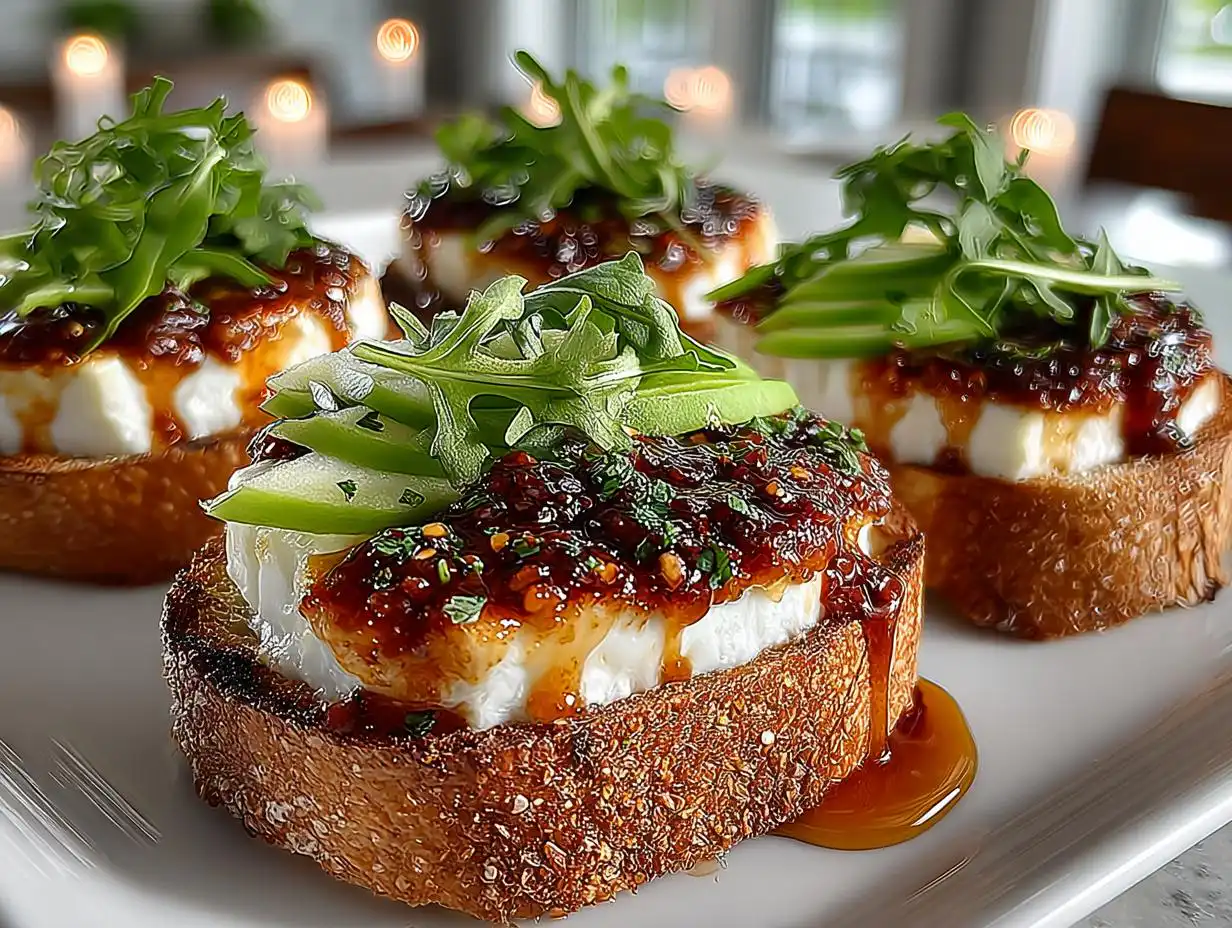 Stunning Apple Brie Crostini with 20 Spicy Honey Bites