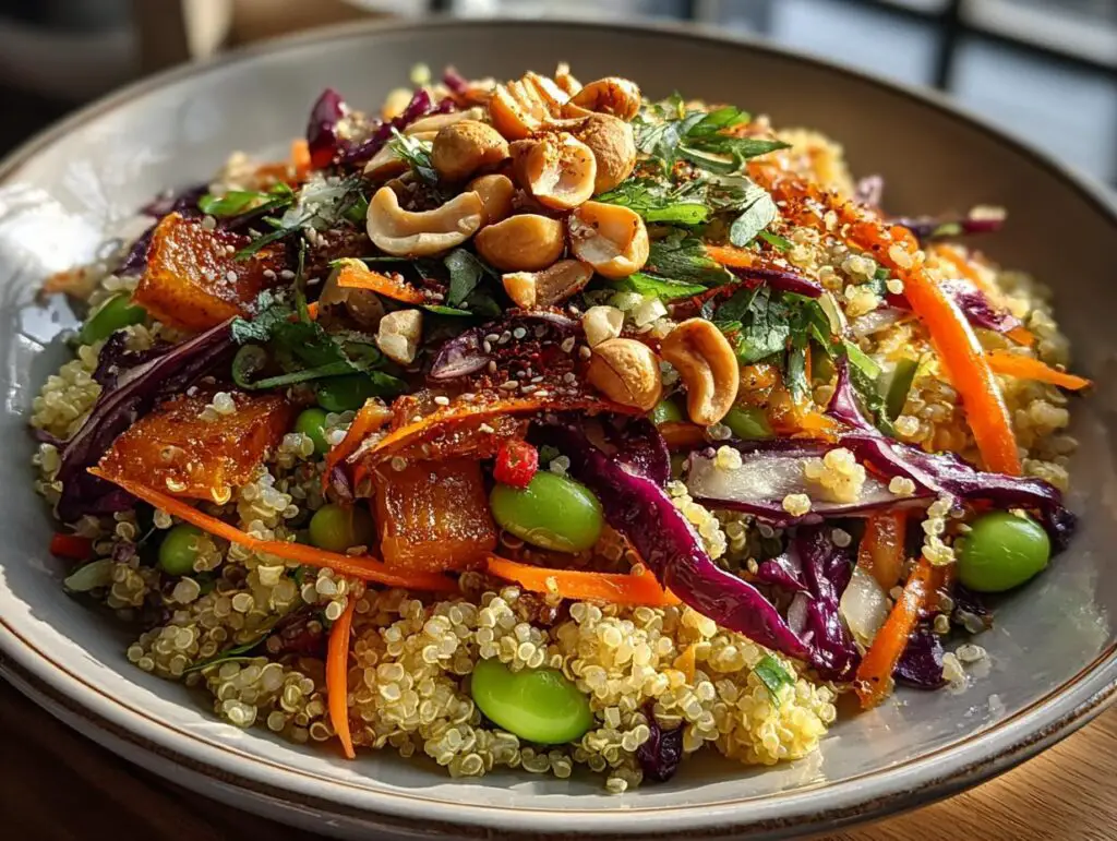 Asian Edamame Crunch Salad with Peanut Dressing