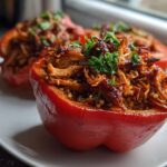 BBQ Pulled Jackfruit Stuffed Peppers