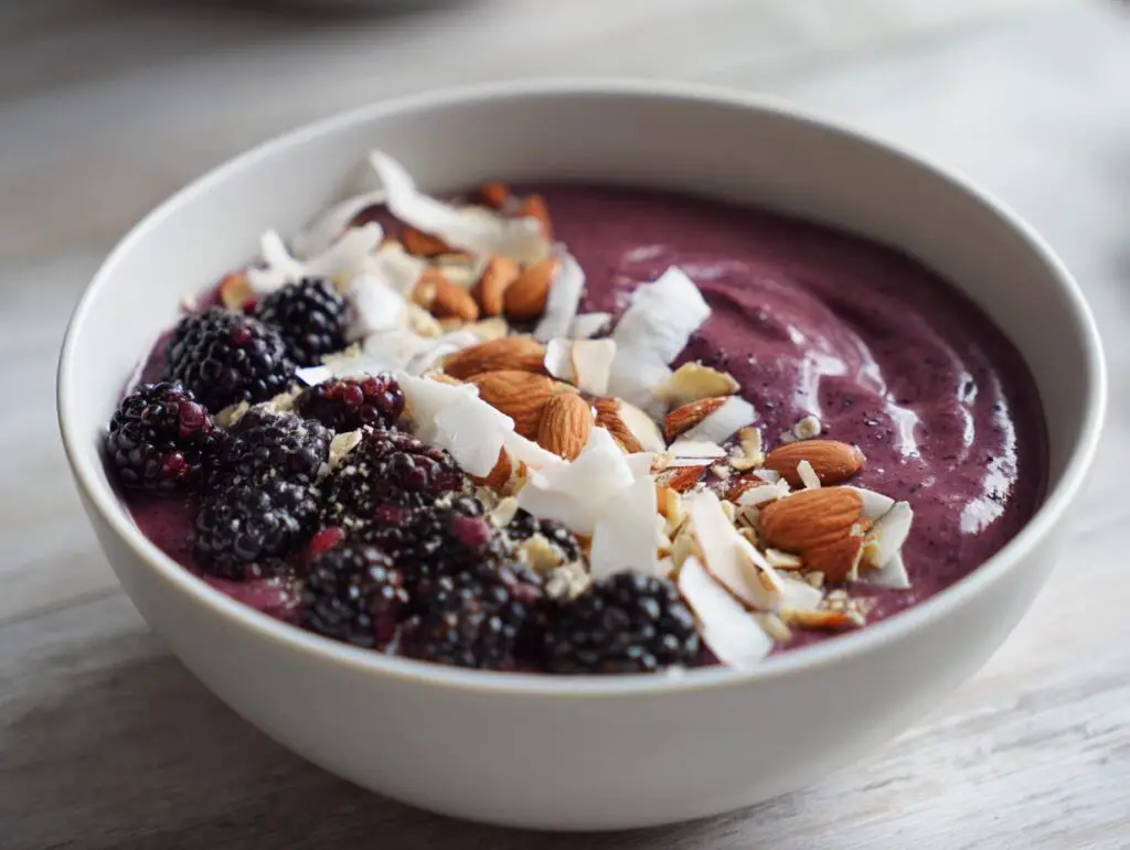 Blackberry Almond Butter Protein Smoothie Bowl